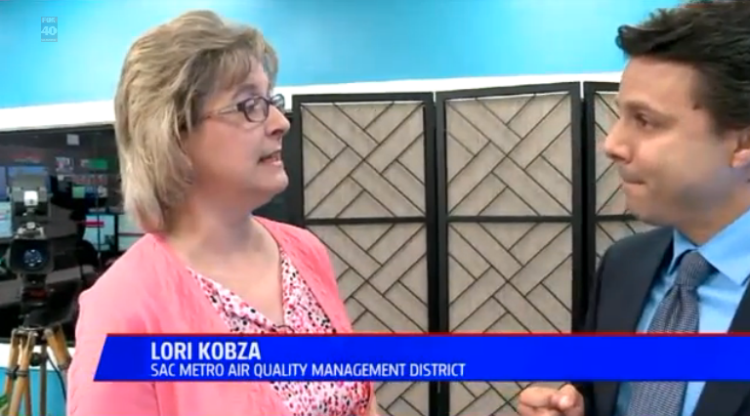 Lori Kobza, spokesperson for the Sacramento Metropolitan Air Quality Management District, presents the new Spare the Air app on FOX40 News (Image Credit: FOX40 News)