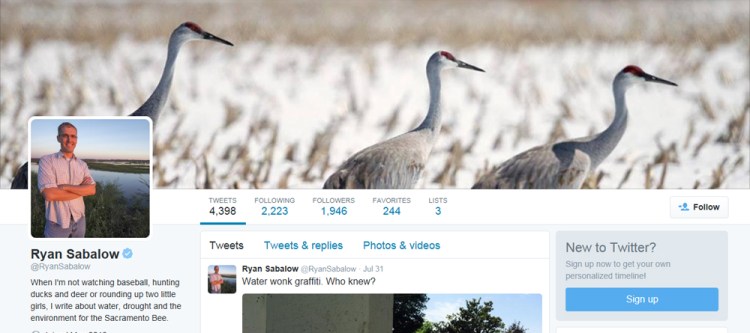 Reporter Ryan Sabalow joined The Sacramento Bee in June 2015. (Image Credit: Ryan Sabalow/Twitter)